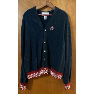 Tuesday Bassen Camp Collection Scorpion Blue & Red Checkered Cardigan Size XL